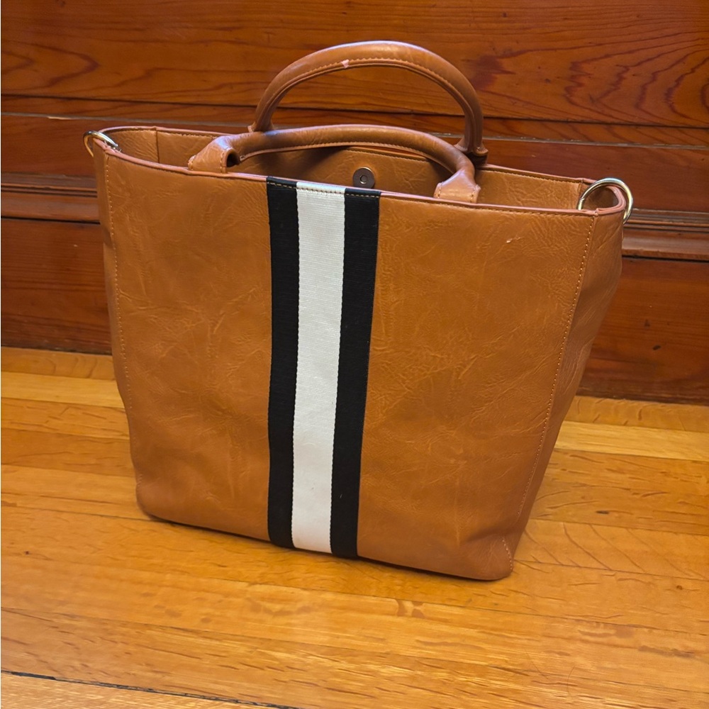 “The Motherchic” Tan Leather Tote by Social Threads
